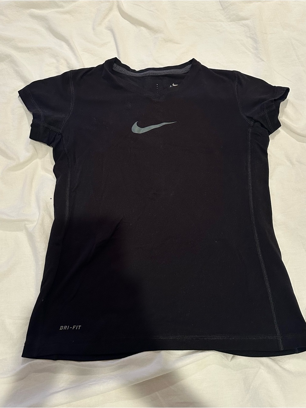 Nike Black Dri-FIT Short Sleeve Tee with Swoosh Youth Girls Large